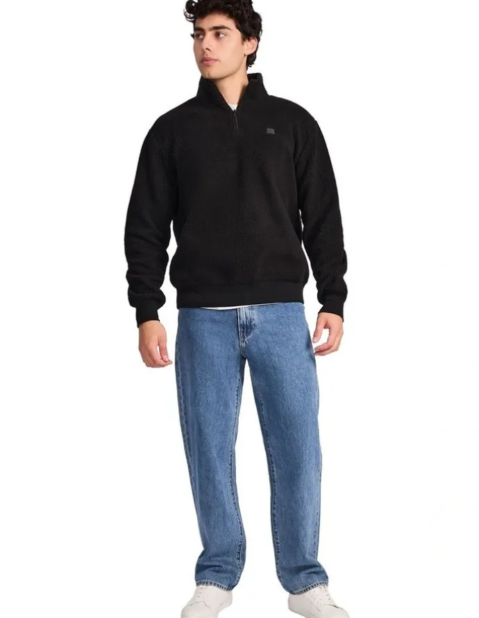 Russell Athletic Brooklyn Sherpa Mens Quarter Zip - Black