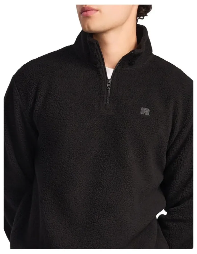 Russell Athletic Brooklyn Sherpa Mens Quarter Zip - Black