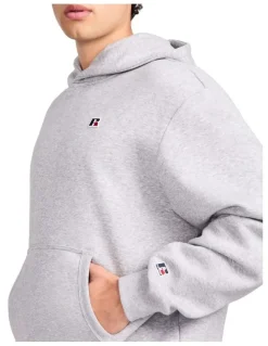 Russell Athletic R Logo Crossover Mens Hoodie - Grey Marle