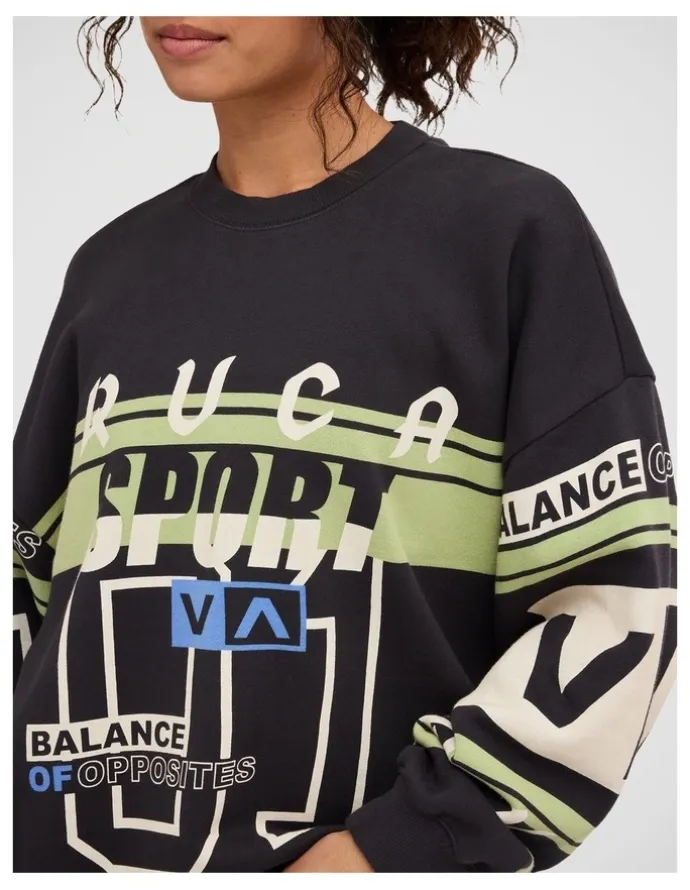 RVCA Sport Pullover Crew in Washed Black