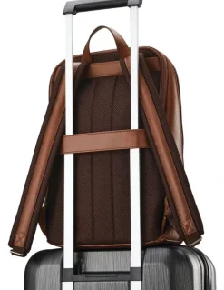 Samsonite Classic Leather Slim Backpack in Cognac Brown