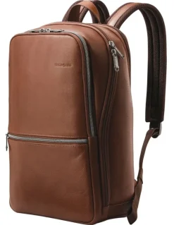Samsonite Classic Leather Slim Backpack in Cognac Brown