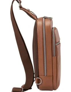 Samsonite Classic Leather Sling Bag in Cognac