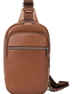 Samsonite Classic Leather Sling Bag in Cognac