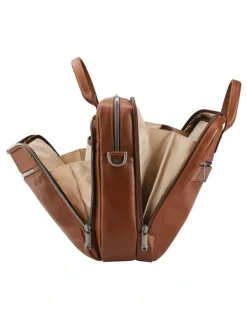 Samsonite Classic Leather Toploader Briefcase in Cognac Brown