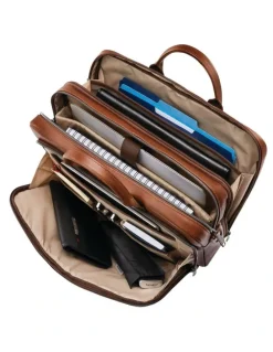 Samsonite Classic Leather Toploader Briefcase in Cognac Brown
