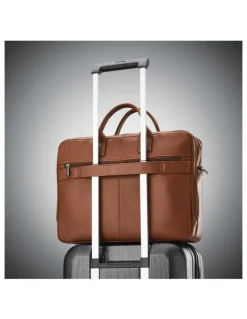 Samsonite Classic Leather Toploader Briefcase in Cognac Brown