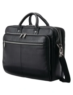 Samsonite Classic Leather Toploader Briefcase in Black