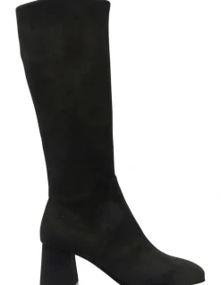 Sandler Heritage Knee Boots in Black Suede Stretch