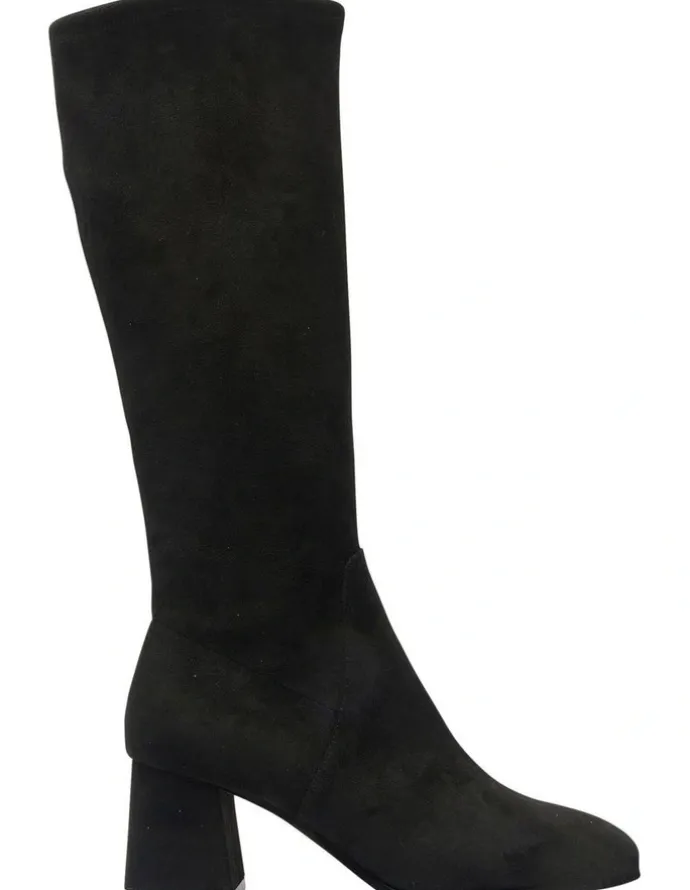 Sandler Heritage Knee Boots in Black Suede Stretch