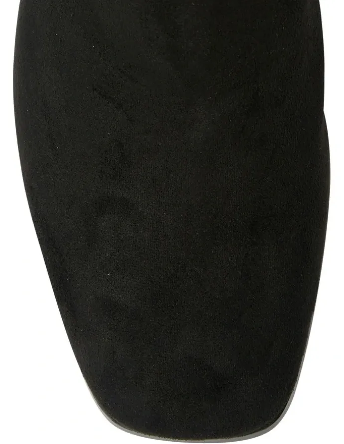 Sandler Heritage Knee Boots in Black Suede Stretch