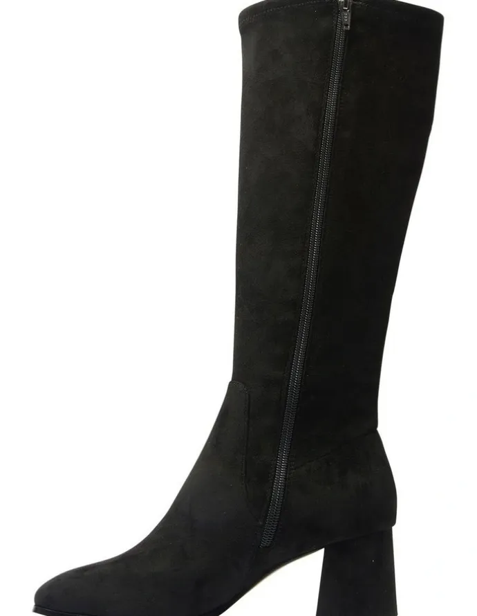 Sandler Heritage Knee Boots in Black Suede Stretch