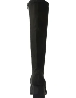 Sandler Heritage Knee Boots in Black Suede Stretch
