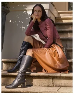 Sandler Heritage Knee Boots in Black Stretch