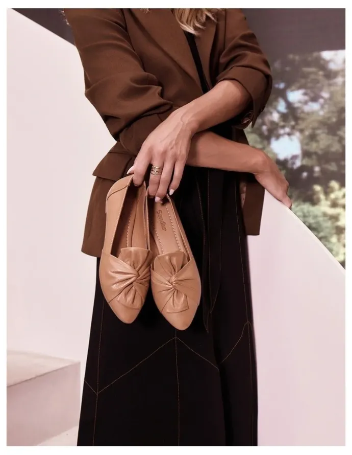 Sandler Rosco Leather Flat Shoes in Tan