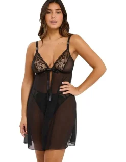 Sans Complexe Deva Sheer Babydoll Chemise Nightdress in Black