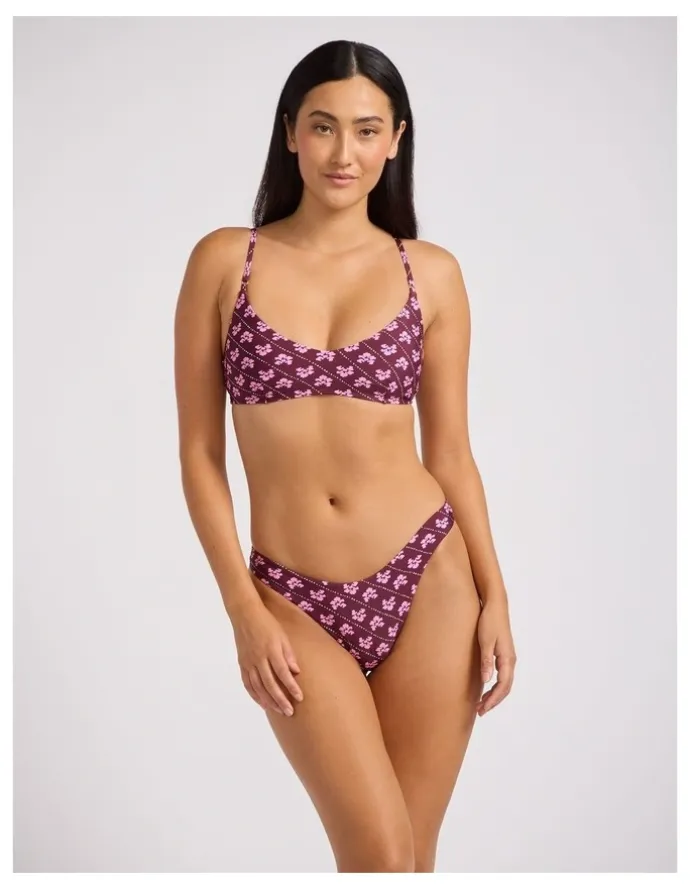 Seafolly Batik Bloom Bralette - Dark Burgundy