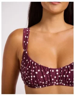Seafolly Dolce Dot Ruched Bralette - Dark Burgundy