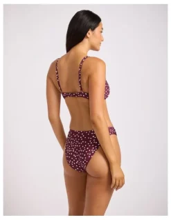 Seafolly Dolce Dot Ruched Bralette - Dark Burgundy