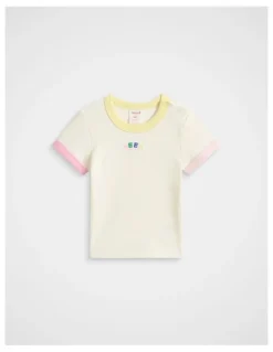 Seed Heritage Bind Logo Rib Tee in Classic Cream