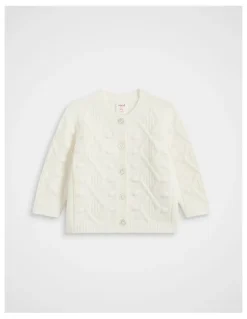 Seed Heritage Bobble Knit Cardigan in Classic Cream