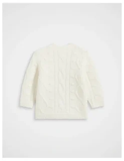 Seed Heritage Bobble Knit Cardigan in Classic Cream