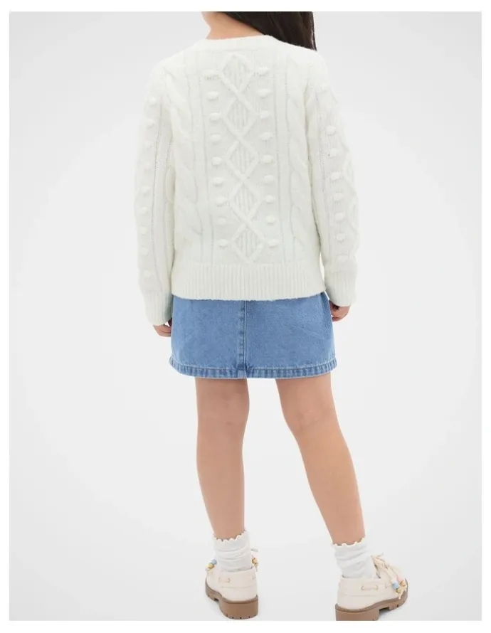 Seed Heritage Bobble Knit Sweater in Classic Cream