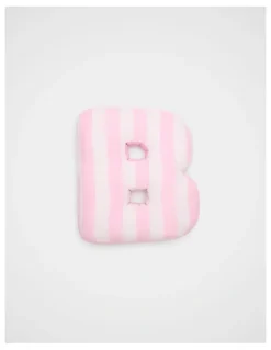 Seed Heritage B Stripe Initial Cushion in Pink