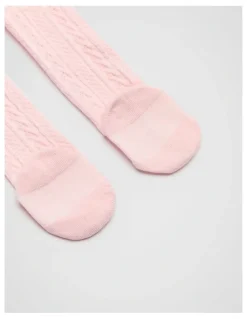 Seed Heritage Cable Knit Tights in Light Pink