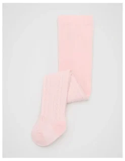 Seed Heritage Cable Knit Tights in Light Pink
