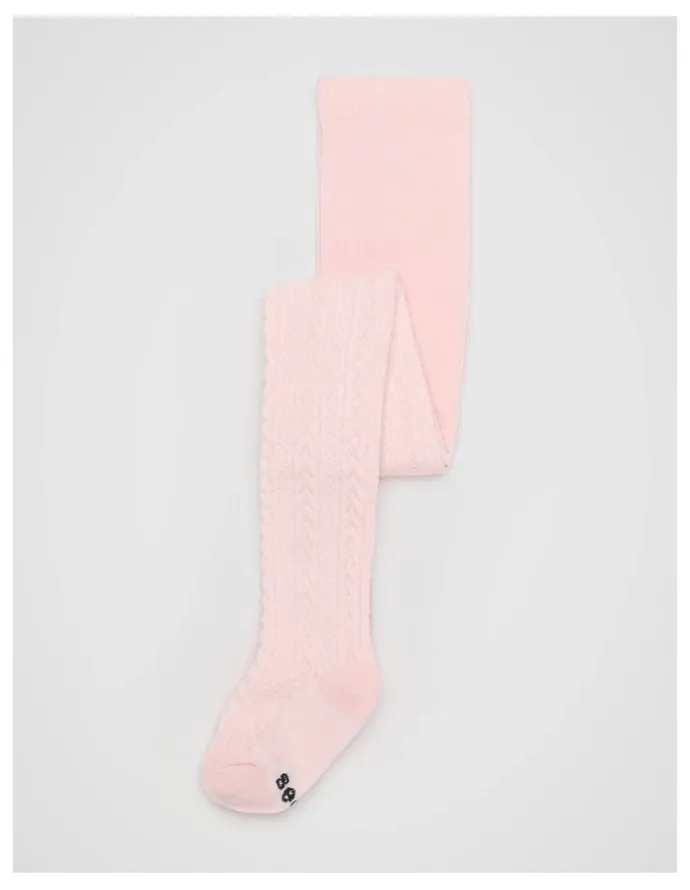 Seed Heritage Cable Knit Tights in Light Pink