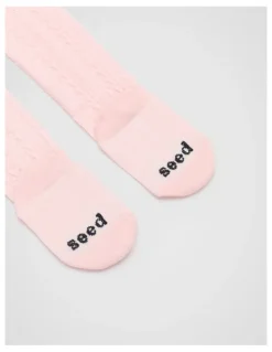 Seed Heritage Cable Knit Tights in Light Pink
