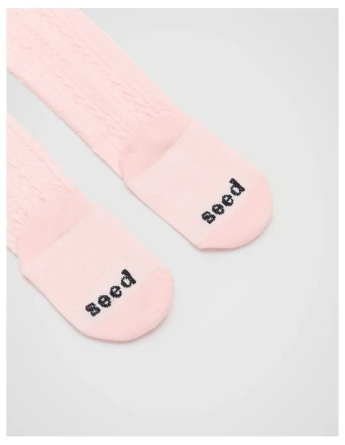 Seed Heritage Cable Knit Tights in Light Pink