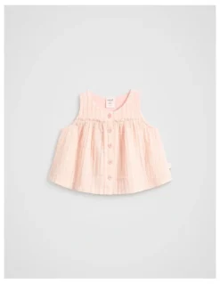 Seed Heritage Cheesecloth Button Top in Pretty Pink