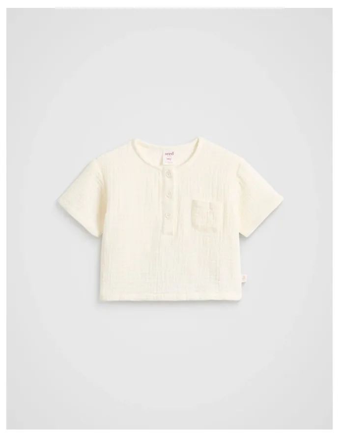 Seed Heritage Cheesecloth Pocket Shirt in Vintage Cream