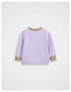 Seed Heritage Colourblock Knit Cardigan in Lavender