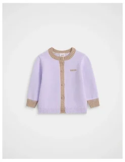 Seed Heritage Colourblock Knit Cardigan in Lavender