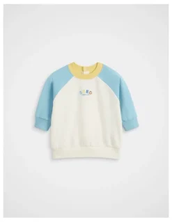 Seed Heritage Colourblock Logo Sweat in Nebula Blue