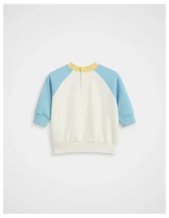 Seed Heritage Colourblock Logo Sweat in Nebula Blue