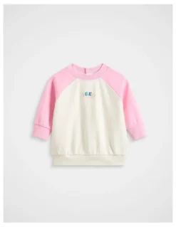 Seed Heritage Colourblock Logo Sweat in Classic Cream