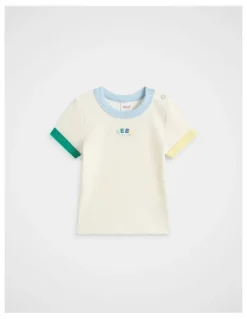 Seed Heritage Colourblock Rib Logo Tee in Apple Multi