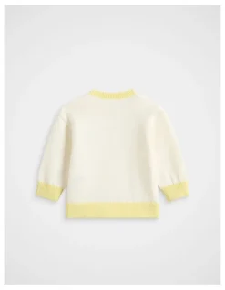 Seed Heritage Contrast Rib Knit Sweater in Classic Cream