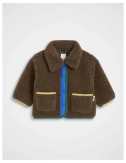 Seed Heritage Contrast Teddy Jacket in Cacao