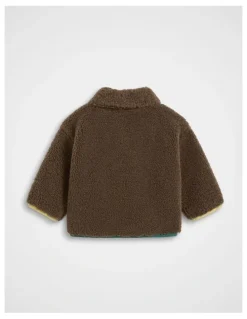 Seed Heritage Contrast Teddy Jacket in Cacao
