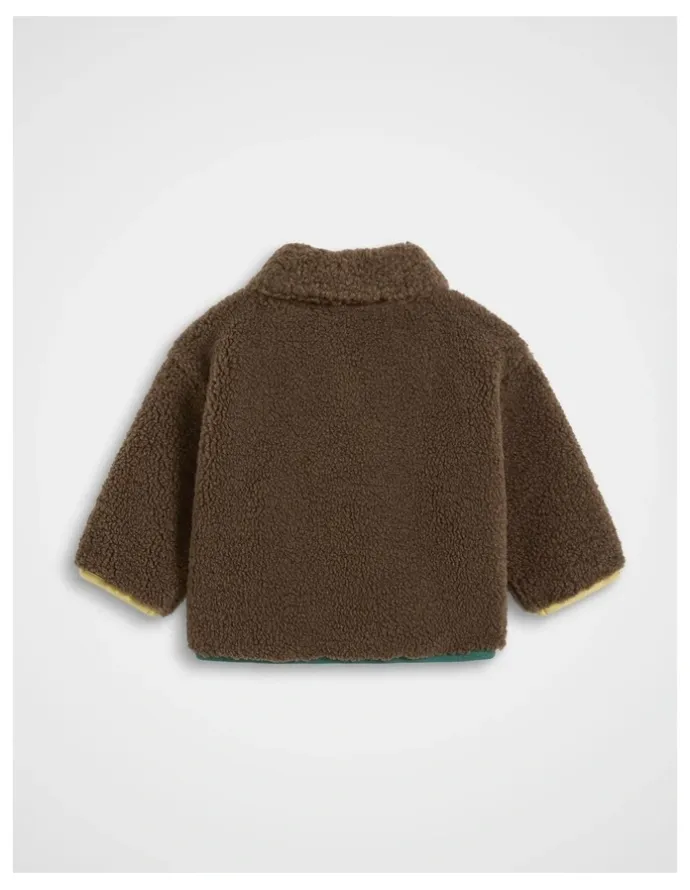 Seed Heritage Contrast Teddy Jacket in Cacao