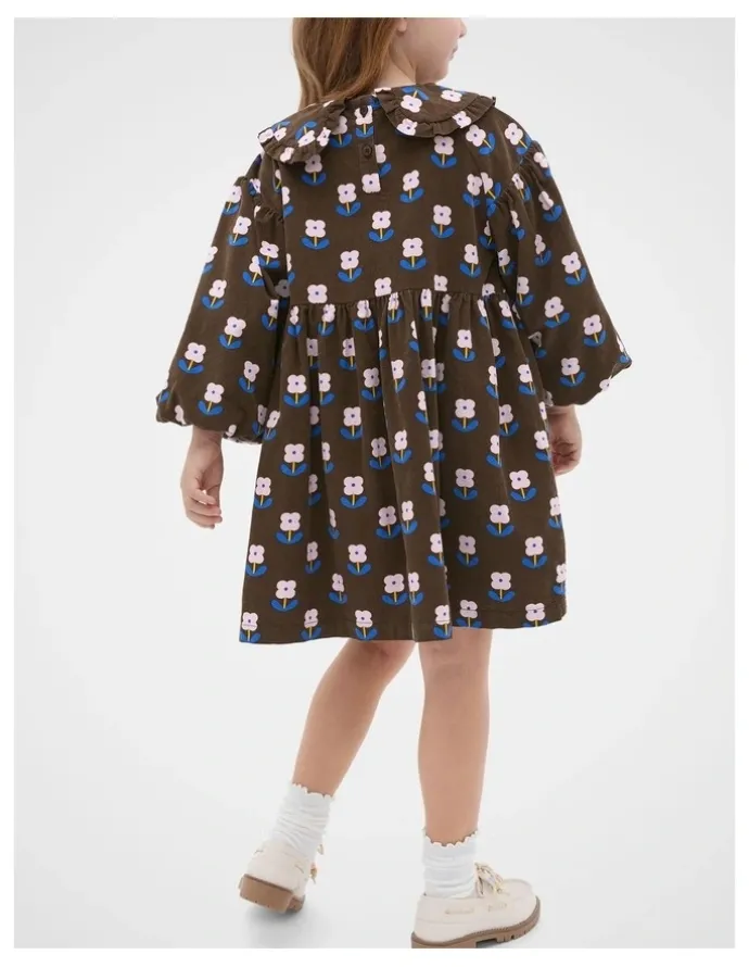Seed Heritage Cord Floral Dress in Cacao