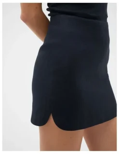 Seed Heritage Core Linen Curve Hem Mini Skirt