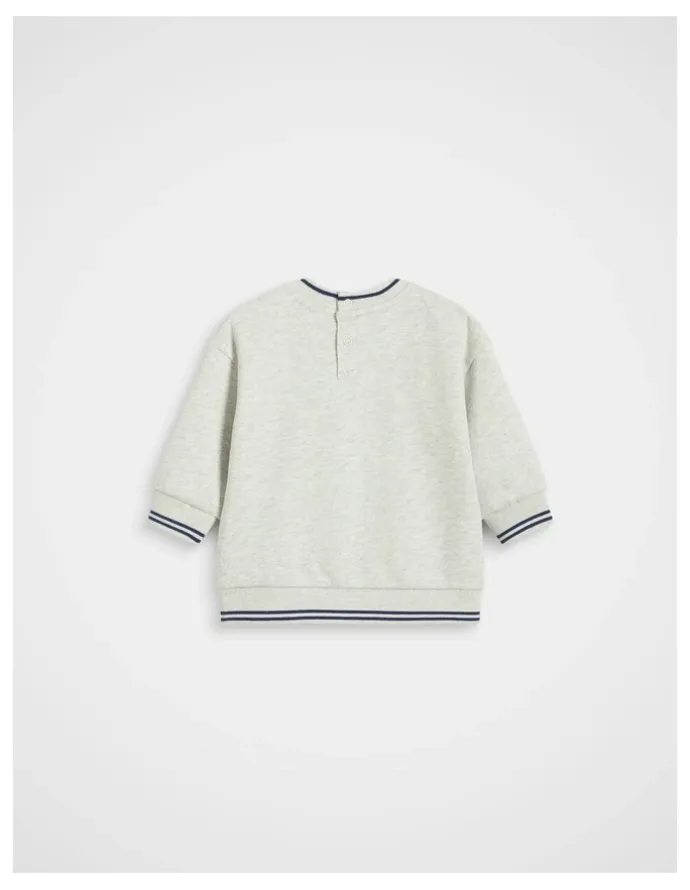Seed Heritage Core Logo Sweat in Light Grey Marle