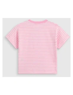 Seed Heritage Core Stripe Logo Tee in Candy Pink