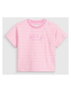 Seed Heritage Core Stripe Logo Tee in Candy Pink